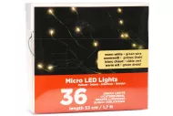 Večžični trak mikro LED na baterije (53 cm), 36 LED, topla bela