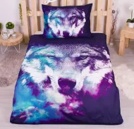 3D posteljnina 140x200 + 70x90, Modri volk