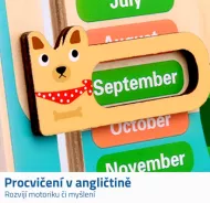Otroški leseni izobraževalni koledar z urami angleščine