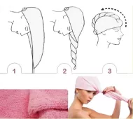 Brisača, turban za sušenje las za otroke, roza