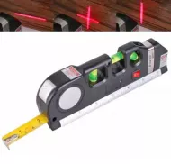 Laserski nivelir z merilnim trakom, črn