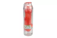 Plastična steklenica s filtrom za koščke sadja BANQUET 500ml, rdeča (23x6cm)
