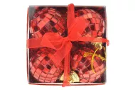 Božične kroglice (4 cm), disko kroglice, rdeče, komplet 4