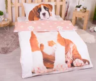 Bombažna posteljnina 140x200+70x90, Rjavi pes