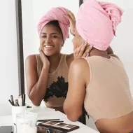Hitrosušeči turban za glavo - roza