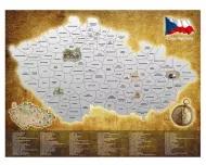Zemljevid Češke republike, srebrn, 80 x 65 cm