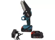 Akumulatorska ročna mini žaga NAKIDA HT-5719 + 2x bateriji 21 V + 100 mm + 150 mm meč + 2 verigi