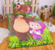 JERRY FABRICS Posteljnina Maša in medved Gozdno modra Bombaž, 140/200, 70/90 cm