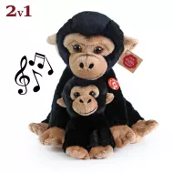 Plišasta opica z dojenčkom, z zvokom, 27 cm