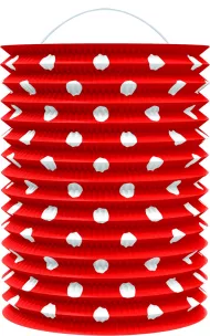 Papirnata svetilka, rdeča s pikami, 23 cm, Rappa