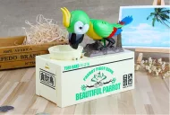Škatla za kovance lačen papagaj zelena