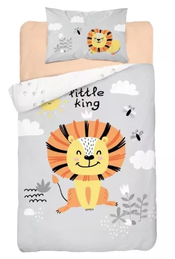 Bambusovo in bombažno posteljno perilo za otroško posteljico Lion grey 100 x 135 cm