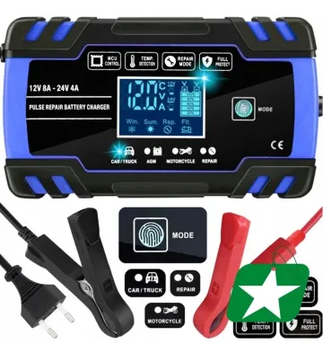 Profesionalni avtomobilski polnilec FOXSUR FBC122408D z regeneracijsko funkcijo - 8A 12V / 24V