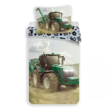 JERRY FABRICS Vključeno platno Traktor, zeleno, 140/200, 70/90 cm
