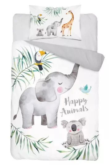 Bambusovo in bombažno posteljno perilo za otroško posteljico Animals grey 100 x 135 cm