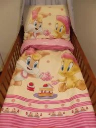 Posteljnina za otroško posteljico Looney Tunes roza 90/130 cm