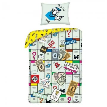 Bombažno posteljno perilo v vrečki Monopoly Go 140 x 200 cm