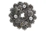 Božični venec (25 cm), srebrn