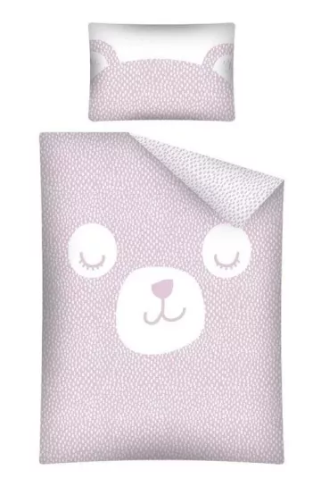 Bambusovo posteljno perilo za otroško posteljico Medvedek roza 100/135, 40/60