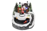 Božični prizor (13 cm), Božiček z vlakom, lučkami in gibi