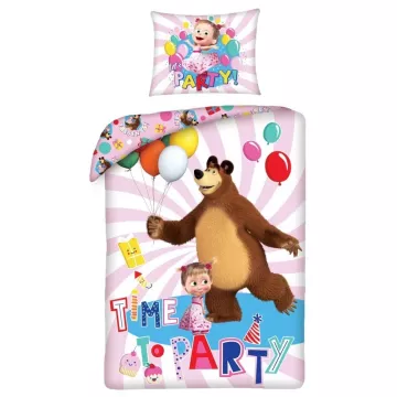 Bombažno posteljno perilo v vrečki Maša in medved za zabavo 140 x 200 cm